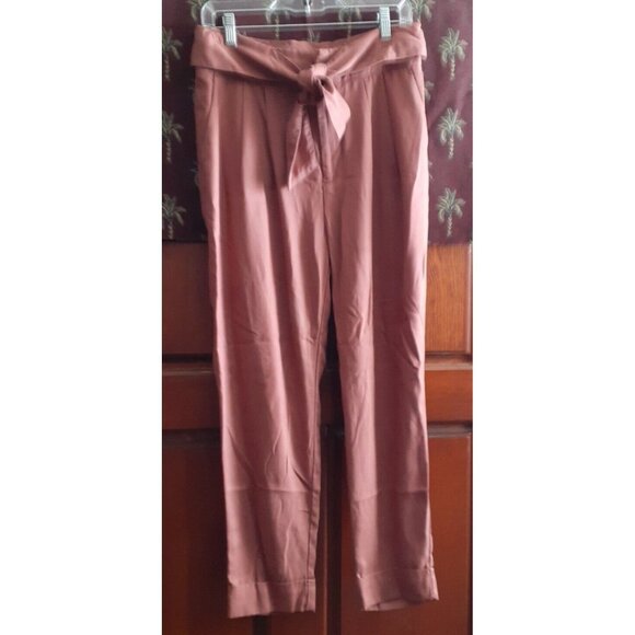 Cartonnier Anthropologie Cuff Pants Pleated Tie Front Rust High Waisted 6 - Picture 14 of 16